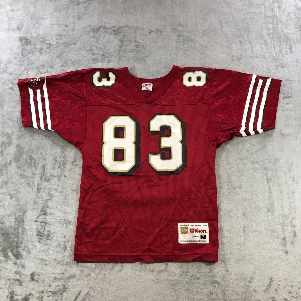 vtg san francisco 49ers jersey youth M red wilson USA j j stokes #83